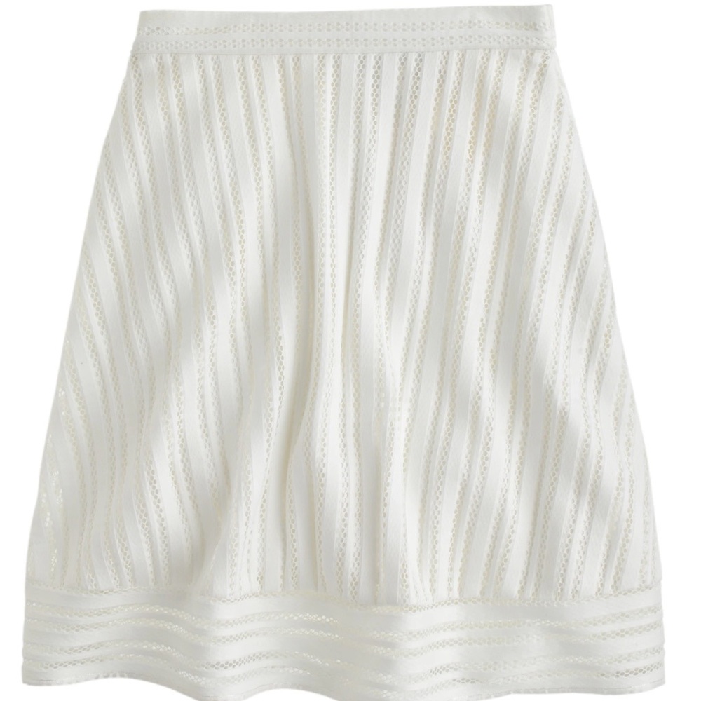 J. Crew White Pleated A-Line Skirt